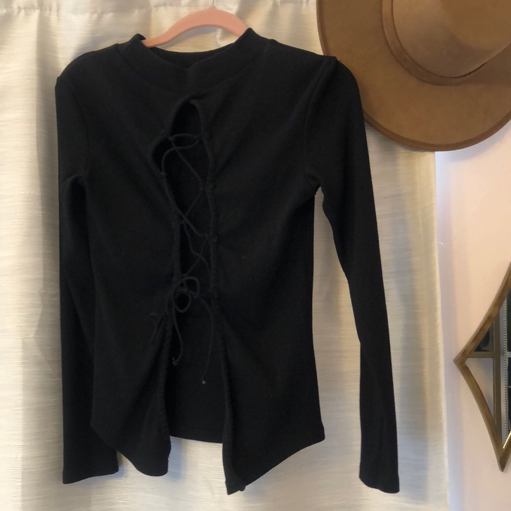 Black open back sweater